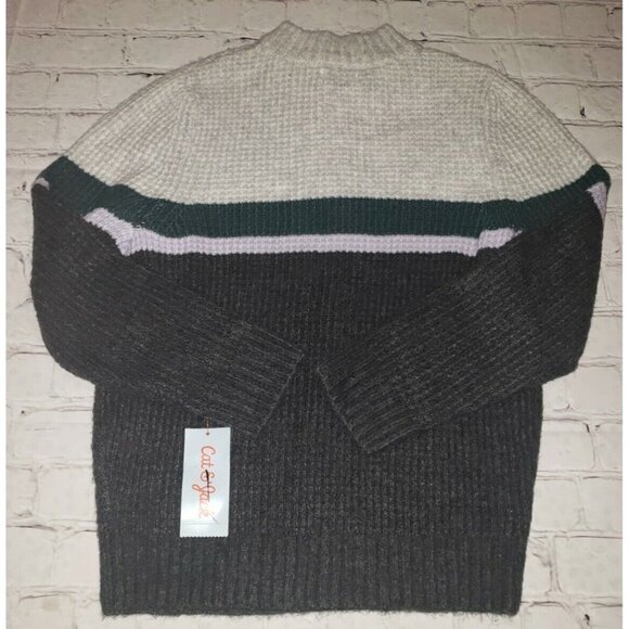 𝅺NWT Cat & Jack Boys Size Medium Zip Up Pull Over Knit Sweater Color Block - Picture 5 of 5